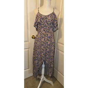 Floral Dress Size Small Dip Hem Maxi Casual Asymmetrical Adjustable Straps Rewin